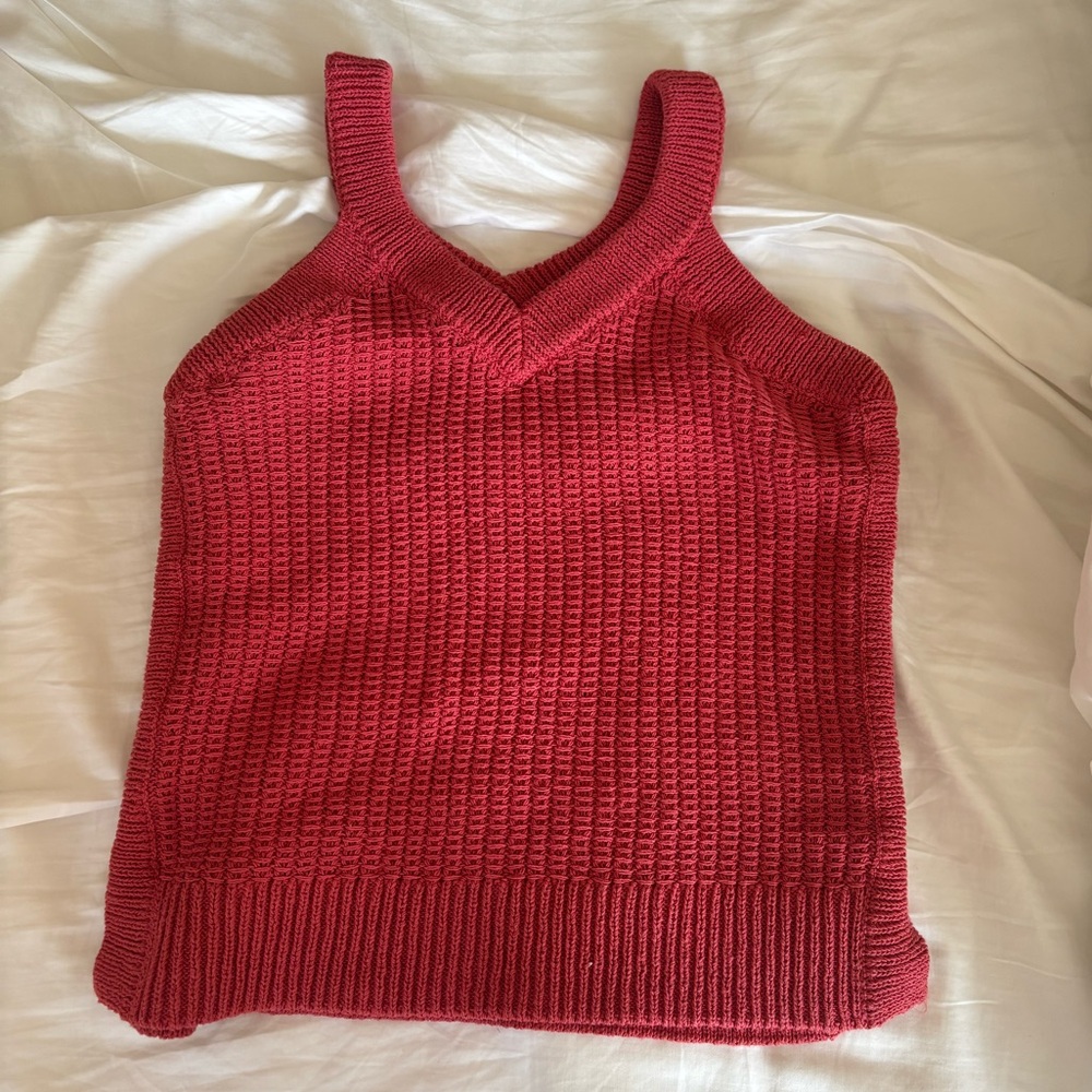 Madewell Textured Orange Knit V-Neck Tank